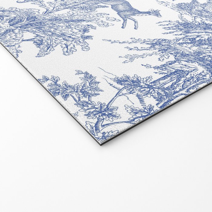 Toile de Jouy Vintage French Exotic Jungle Forest Navy Blue & White Welcome Mat Gallery Image 2