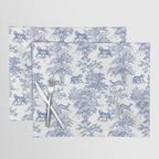Toile de Jouy Vintage French Exotic Jungle Forest Navy Blue & White Placemat Gallery Image 1