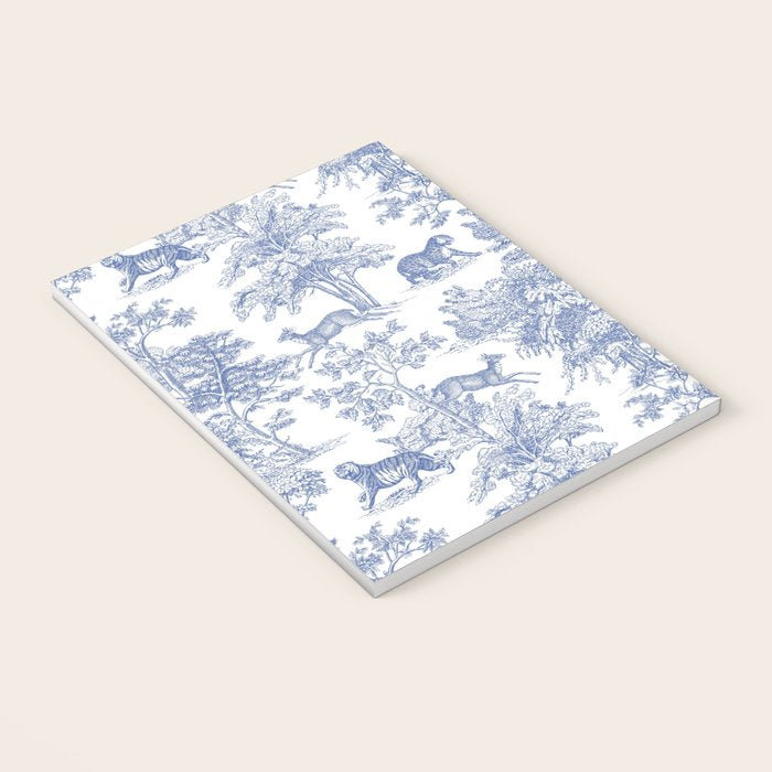 Toile de Jouy Vintage French Exotic Jungle Forest Navy Blue & White Notebook Gallery Image 3