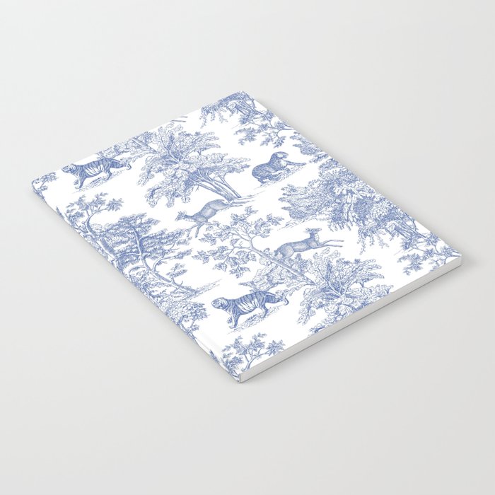 Toile de Jouy Vintage French Exotic Jungle Forest Navy Blue & White Notebook Gallery Image 1
