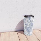 Toile de Jouy Vintage French Exotic Jungle Forest Navy Blue & White Travel Mug Gallery Image 4