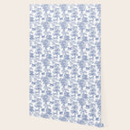 Toile de Jouy Vintage French Exotic Jungle Forest Navy Blue & White Wallpaper Gallery Image 2