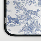 Toile de Jouy Vintage French Exotic Jungle Forest Navy Blue & White Laptop Sleeve Gallery Image 3