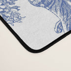 Toile de Jouy Vintage French Exotic Jungle Forest Navy Blue & White Desk Mat Gallery Image 4