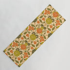 Retro 1970s Floral in Olive Green & Orange Yoga Mat Gallery Image 1