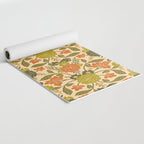 Retro 1970s Floral in Olive Green & Orange Yoga Mat Gallery Image 2
