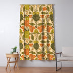 Retro 1970s Floral in Olive Green & Orange Window Curtain Gallery Image 5