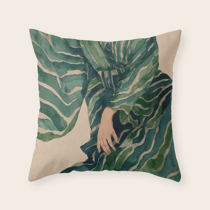 Figurative Illustration Woman Throw Pillow Gallery Image 6