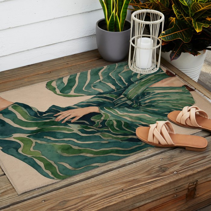 Figurative Illustration Woman Outdoor Rug Gallery Image 2