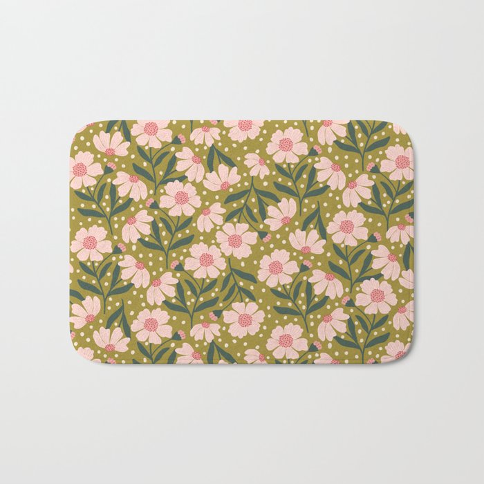 Pink and Green Floral Dream  Bath Mat Gallery Image 1
