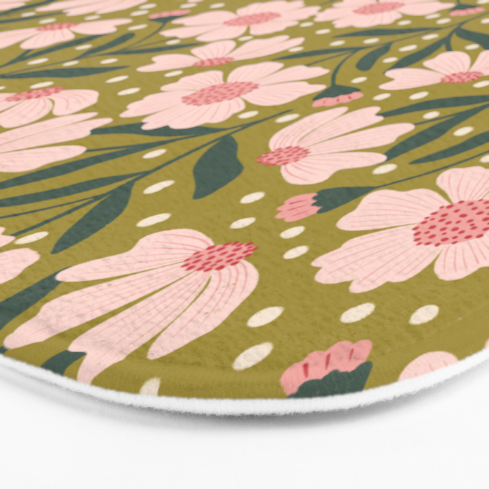 Pink and Green Floral Dream  Bath Mat Gallery Image 3