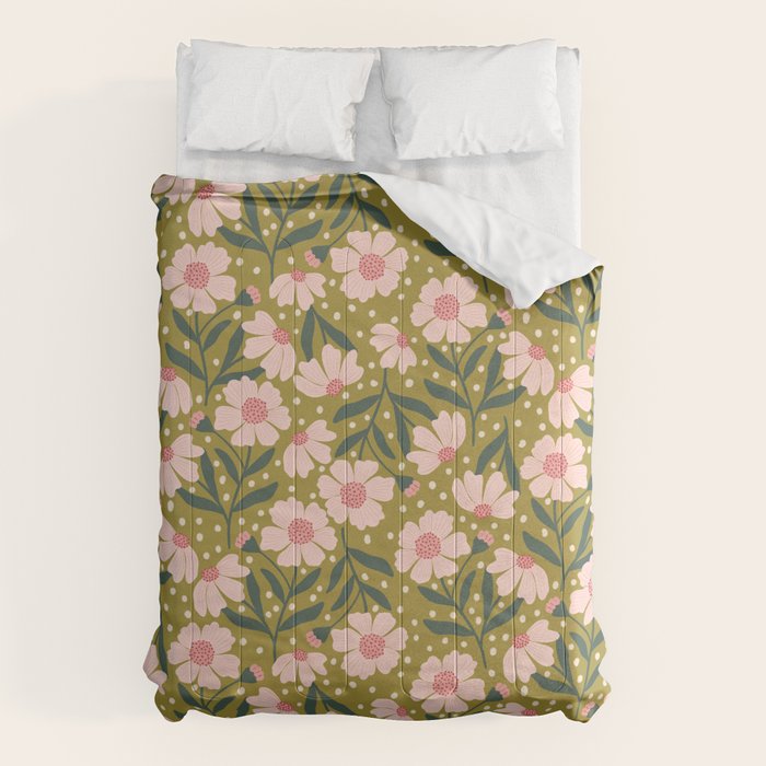 Pink and Green Floral Dream  Comforter Gallery Image 1