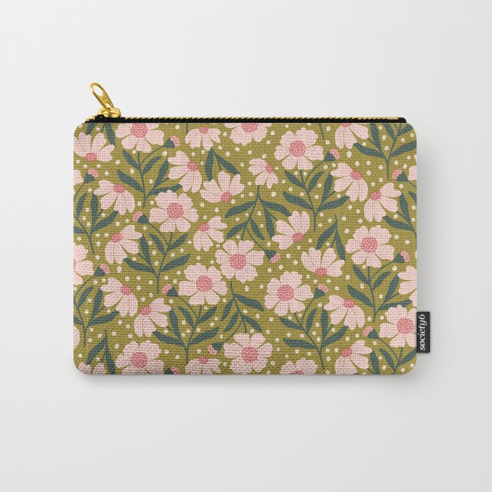 Pink and Green Floral Dream  Carry All Pouch Gallery Image 1