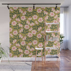 Pink and Green Floral Dream  Wall Mural Gallery Image 1