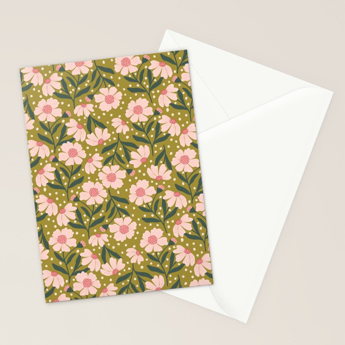 Pink and Green Floral Dream  Stationery Card Gallery Image 2