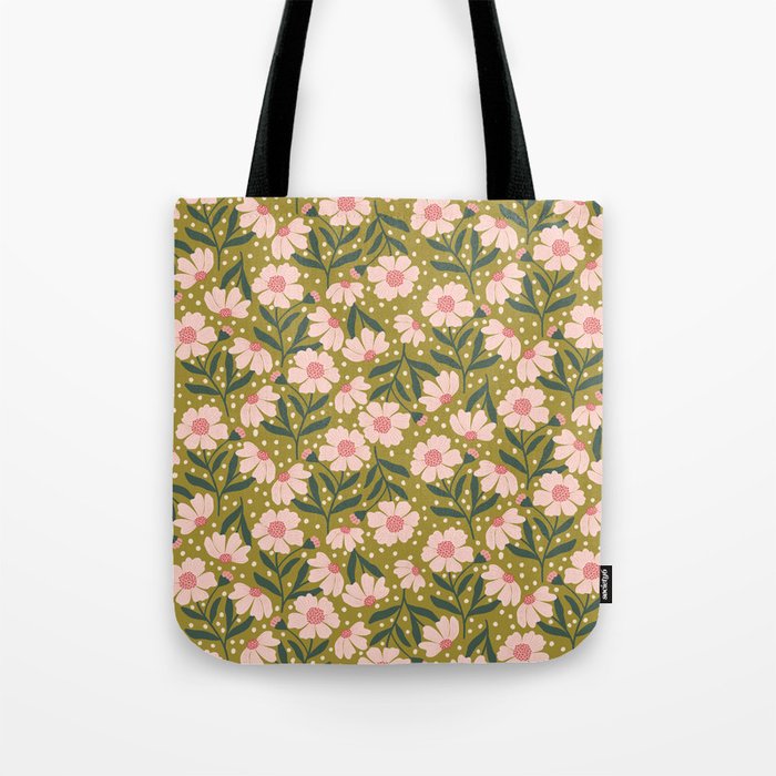 Pink and Green Floral Dream  Tote Bag Gallery Image 1