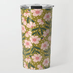 Pink and Green Floral Dream  Travel Mug Gallery Image 1