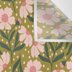 Pink and Green Floral Dream  Wall Tapestry Gallery Image 3