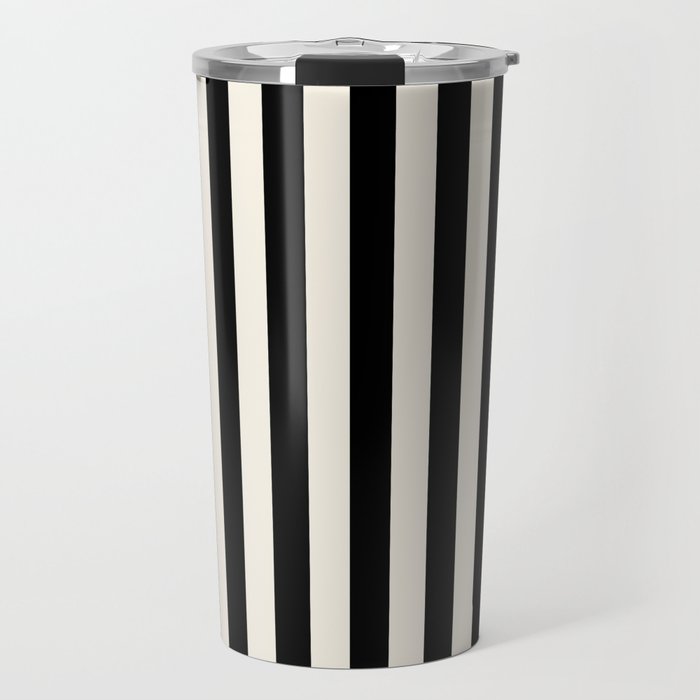 Broad Stripe - black and alabaster Travel Mug Gallery Image 1