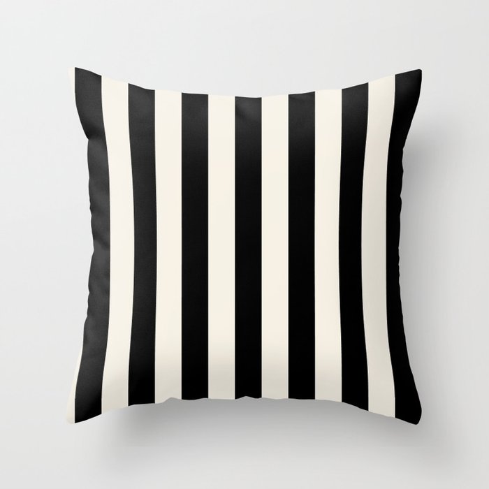 Broad Stripe - black and alabaster Throw Pillow Gallery Image 1