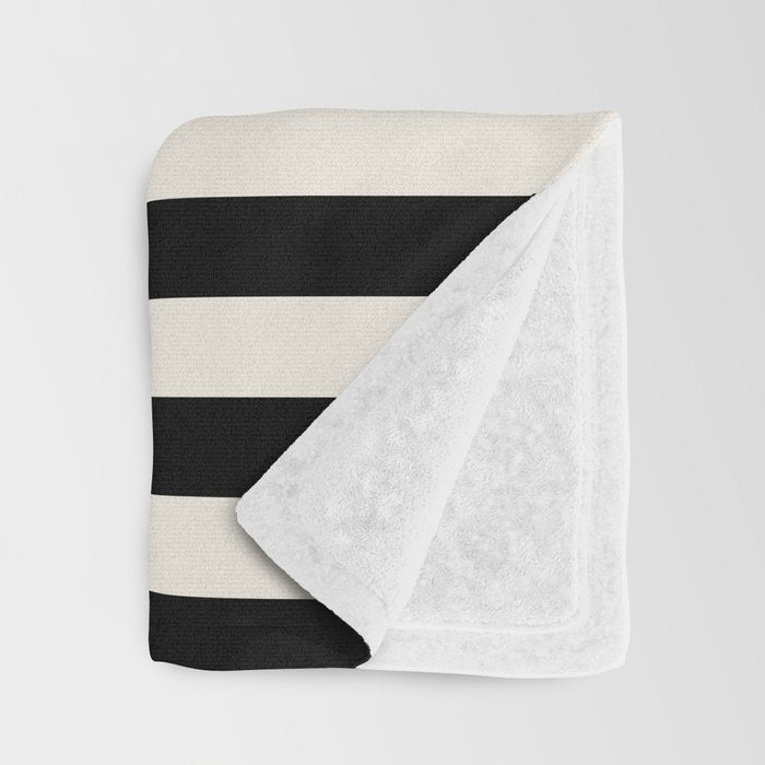 Broad Stripe - black and alabaster Throw Blanket Gallery Image 3