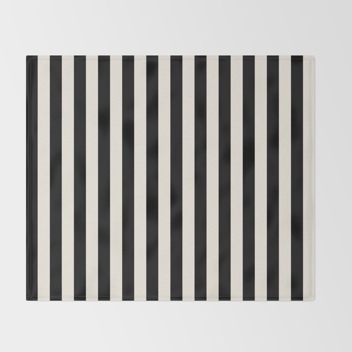 Broad Stripe - black and alabaster Throw Blanket Gallery Image 2