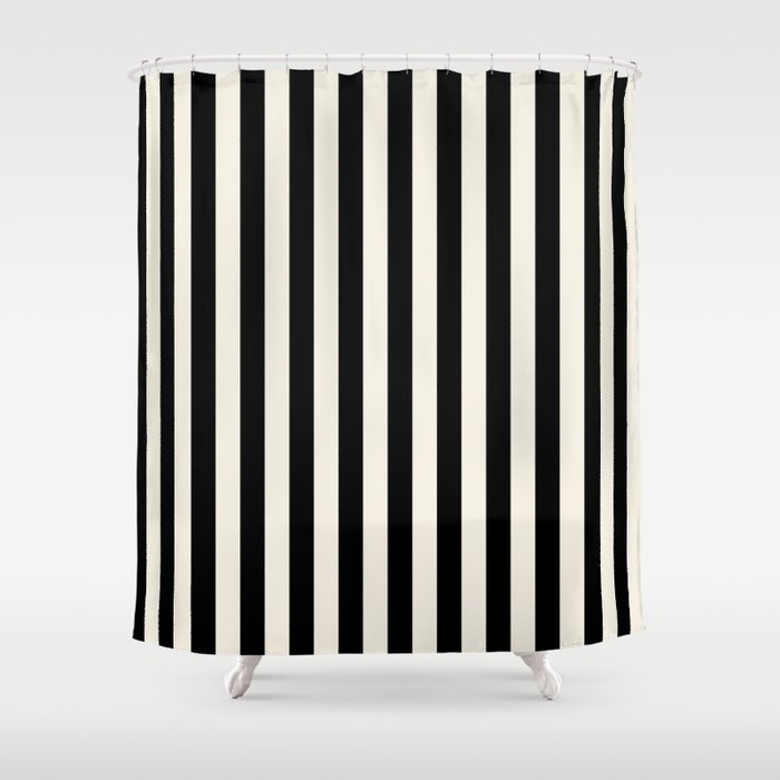 Broad Stripe - black and alabaster Shower Curtain Gallery Image 1