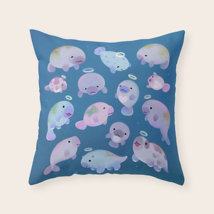 Sea cow (Sirenians) Throw Pillow Gallery Image 1