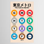Tokyo subway map print. City metro alphabet poster, japan underground print, japanese city wall art. Tablecloth Gallery Image 2