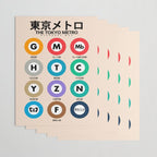 Tokyo subway map print. City metro alphabet poster, japan underground print, japanese city wall art. Wrapping Paper Gallery Image 3