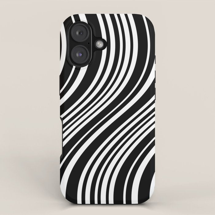 Wavy Stripes XLI - Black and White iPhone Case Gallery Image 1