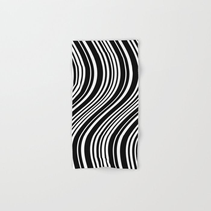 Wavy Stripes XLI - Black and White Bath Towel Gallery Image 1