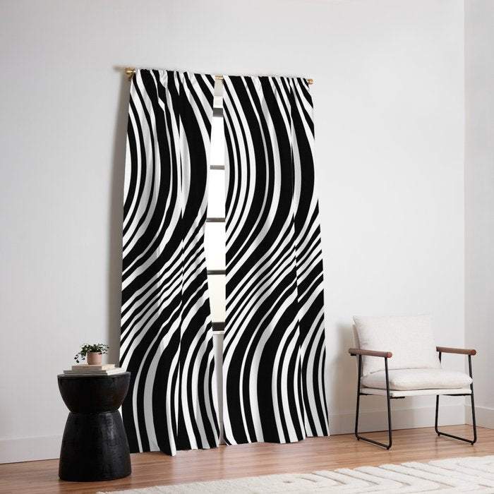 Wavy Stripes XLI - Black and White Window Curtain Gallery Image 2
