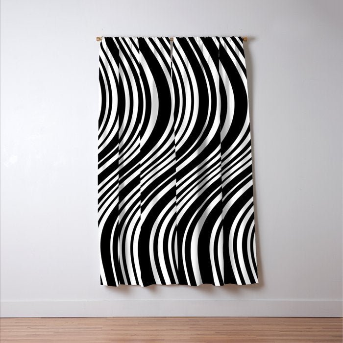 Wavy Stripes XLI - Black and White Window Curtain Gallery Image 3
