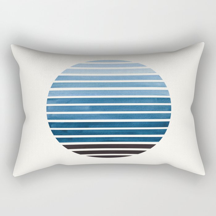 Green Blue Mid Century Modern Minimalist Scandinavian Colorful Stripes Geometric Pattern Round Circl Rectangular Pillow Gallery Image 2