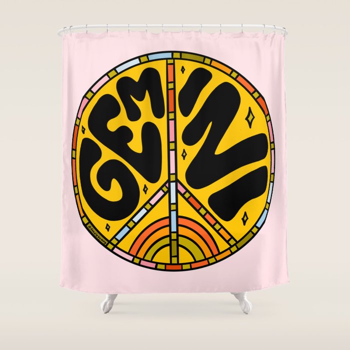 Gemini Peace Sign Shower Curtain Gallery Image 1