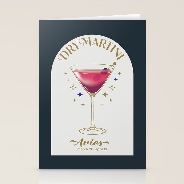 Dry Martini Cocktail Zodiac Sign Stationery Card Gallery Image 1