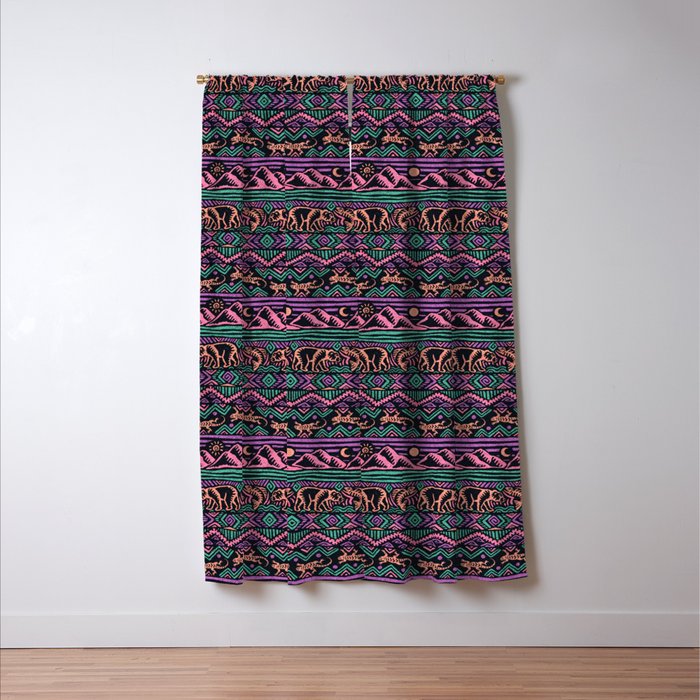 Mangatsika Mountain Stripe - Peach, Teal, Purple Window Curtain Gallery Image 3