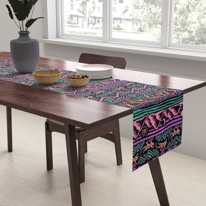Mangatsika Mountain Stripe - Peach, Teal, Purple Table Runner Gallery Image 2