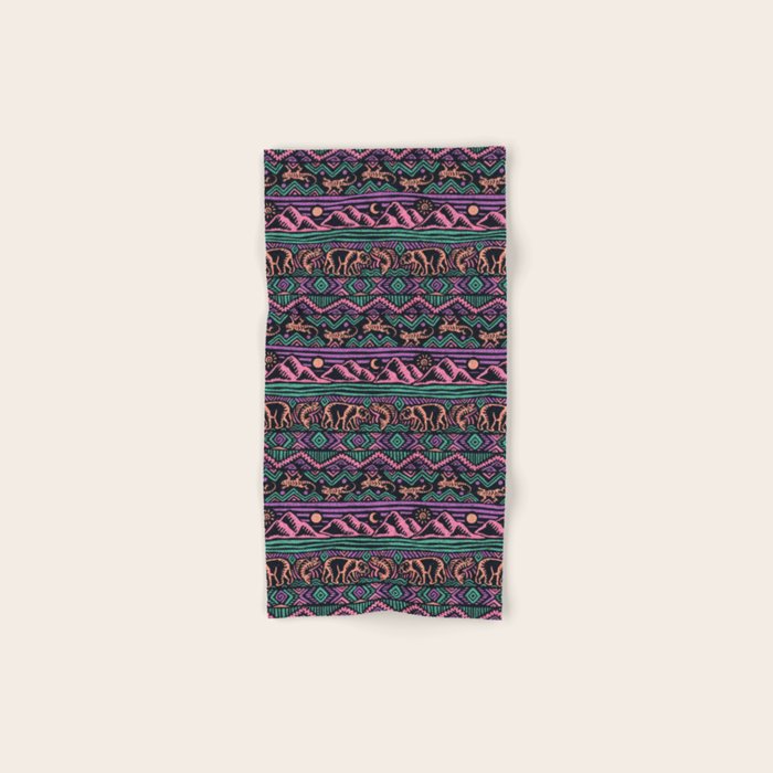 Mangatsika Mountain Stripe - Peach, Teal, Purple Bath Towel Gallery Image 1