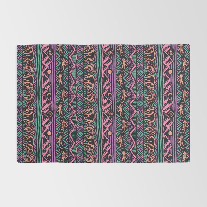 Mangatsika Mountain Stripe - Peach, Teal, Purple Rug Gallery Image 2