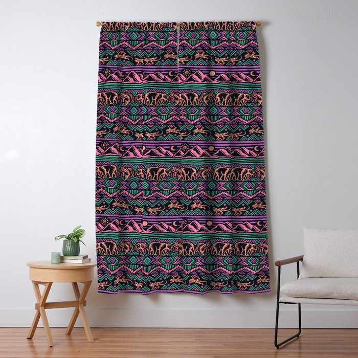 Mangatsika Mountain Stripe - Peach, Teal, Purple Window Curtain Gallery Image 5