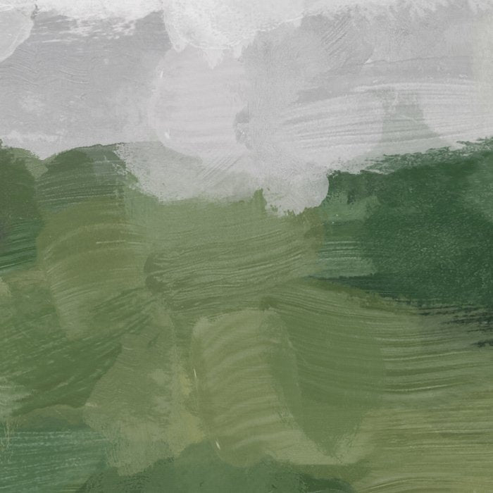 Green Mountain - Valley Hills Gray Sky Grass Plants Abstract Nature Painting Art Print Wall Decor Coffee Mug Gallery Image 2