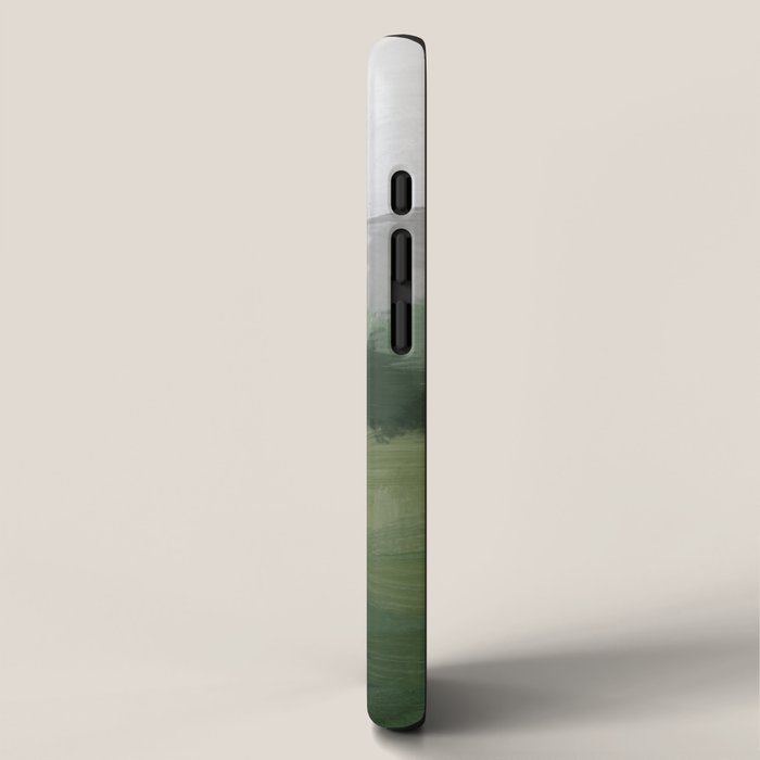 Green Mountain - Valley Hills Gray Sky Grass Plants Abstract Nature Painting Art Print Wall Decor iPhone Case Gallery Image 2