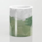 Green Mountain - Valley Hills Gray Sky Grass Plants Abstract Nature Painting Art Print Wall Decor Coffee Mug Gallery Image 4