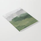 Green Mountain - Valley Hills Gray Sky Grass Plants Abstract Nature Painting Art Print Wall Decor Notebook Gallery Image 2