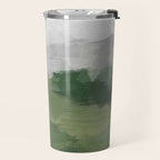 Green Mountain - Valley Hills Gray Sky Grass Plants Abstract Nature Painting Art Print Wall Decor Travel Mug Gallery Image 2