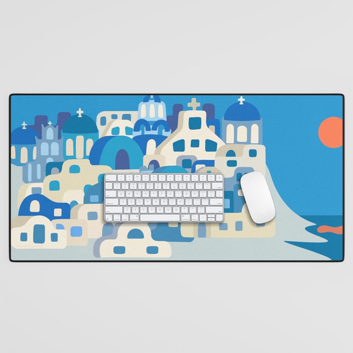 Sunny Santorini Desk Mat Gallery Image 1