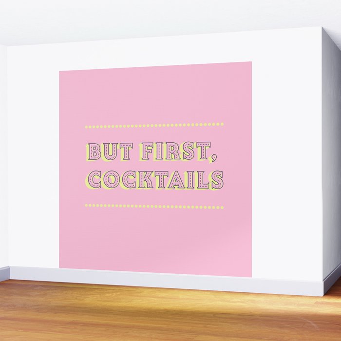 Pastel Pink Party Cocktails Wall Mural Gallery Image 2