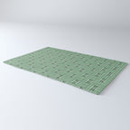 Mid Century Modern Woven Link Pattern in Green Rug Gallery Image 3